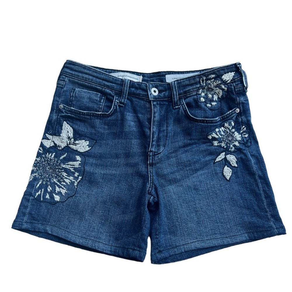 Anthropologie Pilcro and The Letterpress Embroidered Jean Shorts Size 27